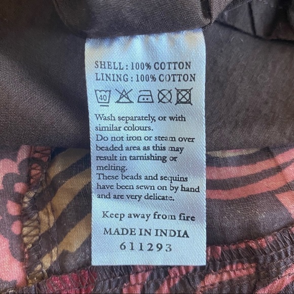 Monsoon | Hobo Style Embroidered Lined Skirt Size UK 8 / US 6 - Picture 7 of 8